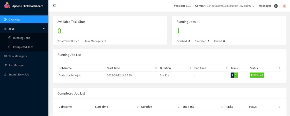 Apache Flink product interface