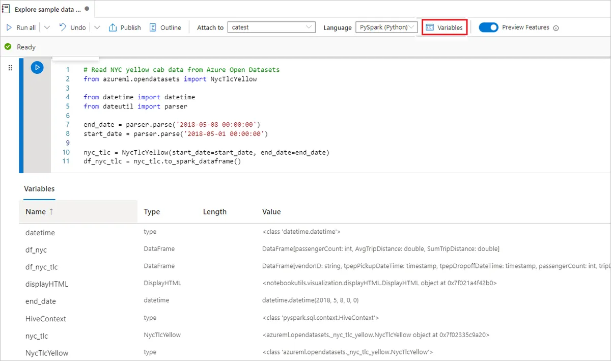Azure Synapse Analytics product interface