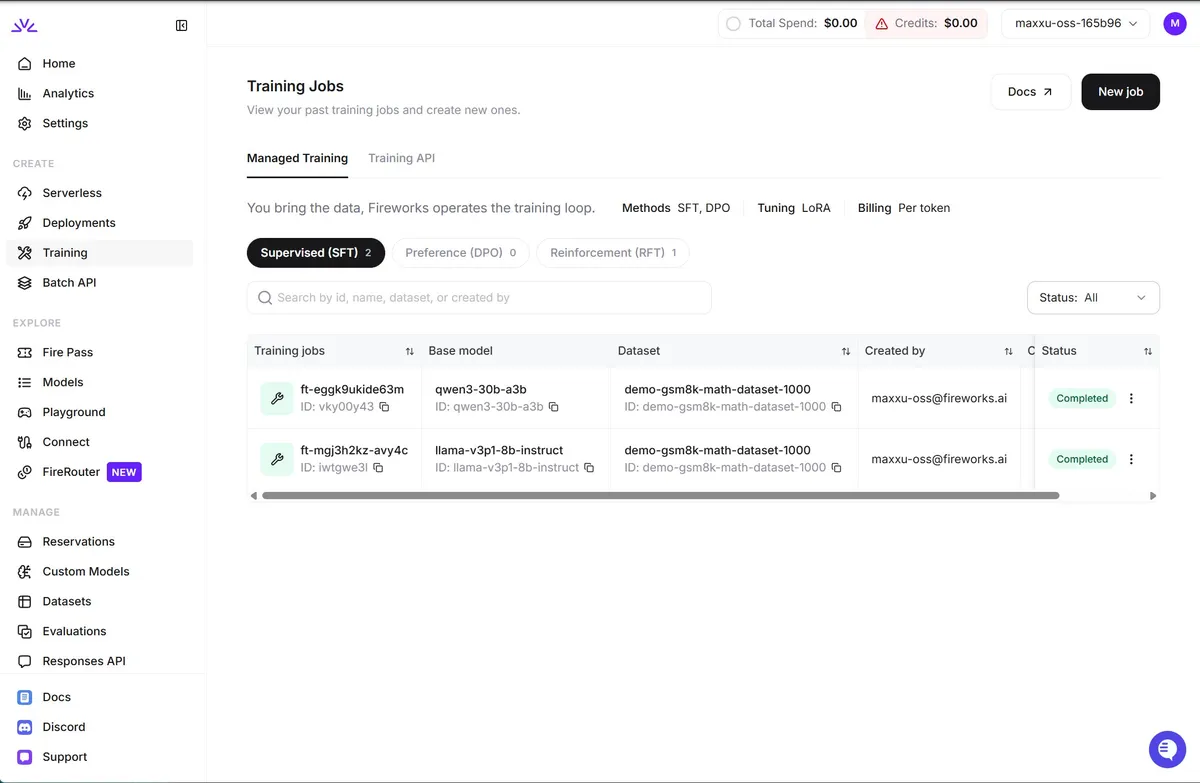 Fireworks AI product interface