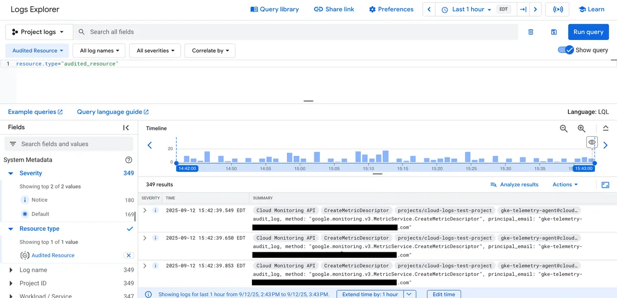 Google Cloud Operations product dashboard and interface