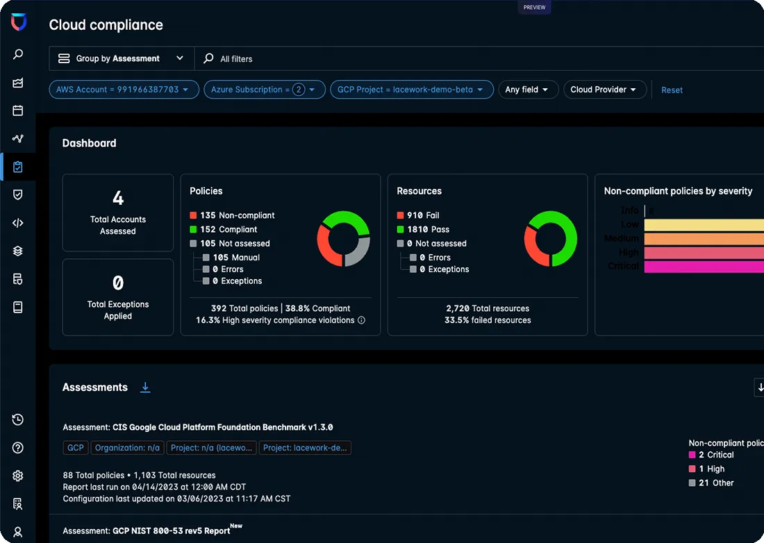 Lacework FortiCNAPP product interface