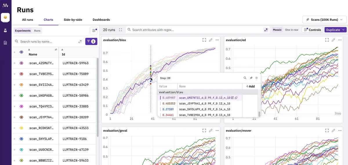 Neptune.ai product dashboard and interface