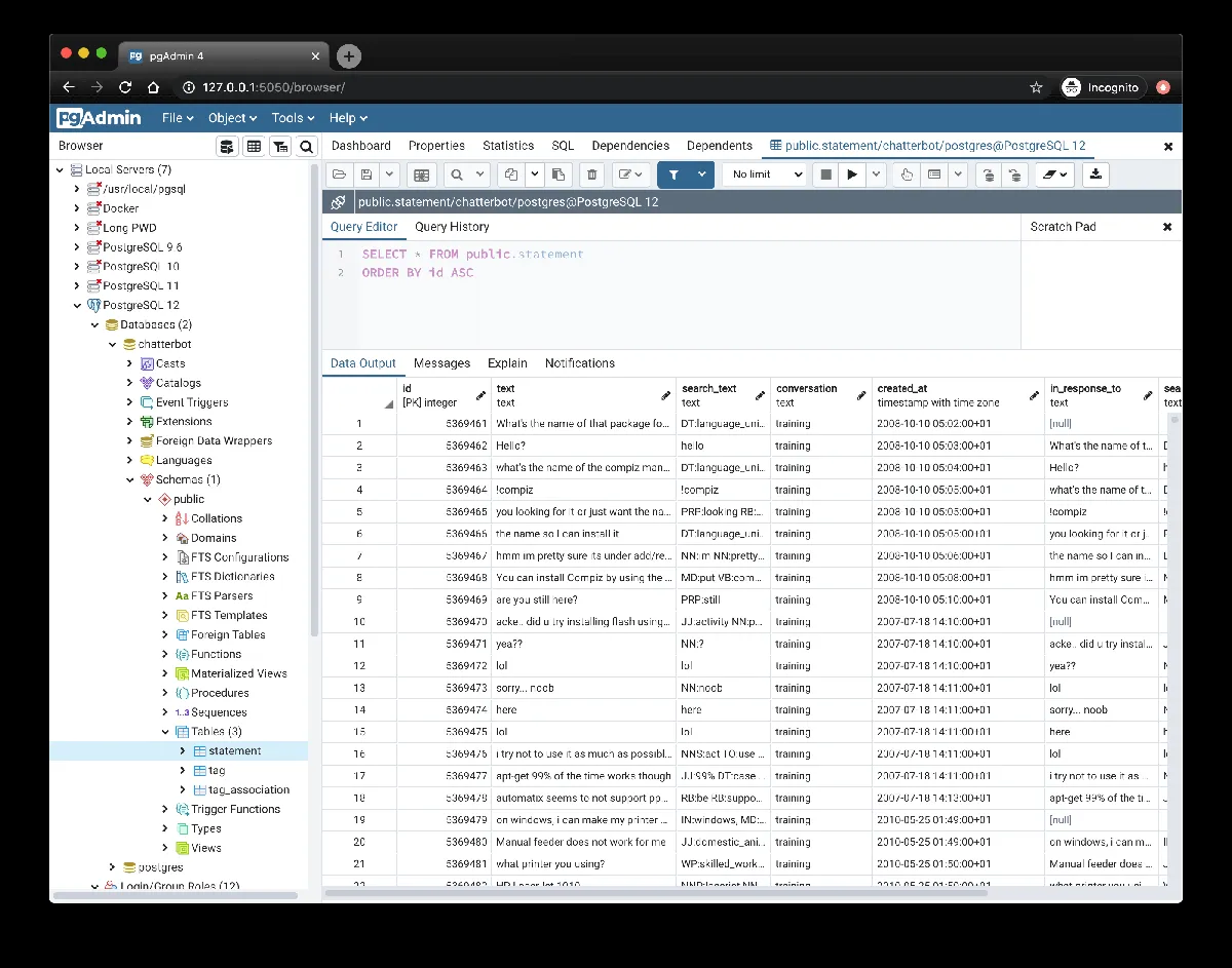 PostgreSQL product dashboard and interface