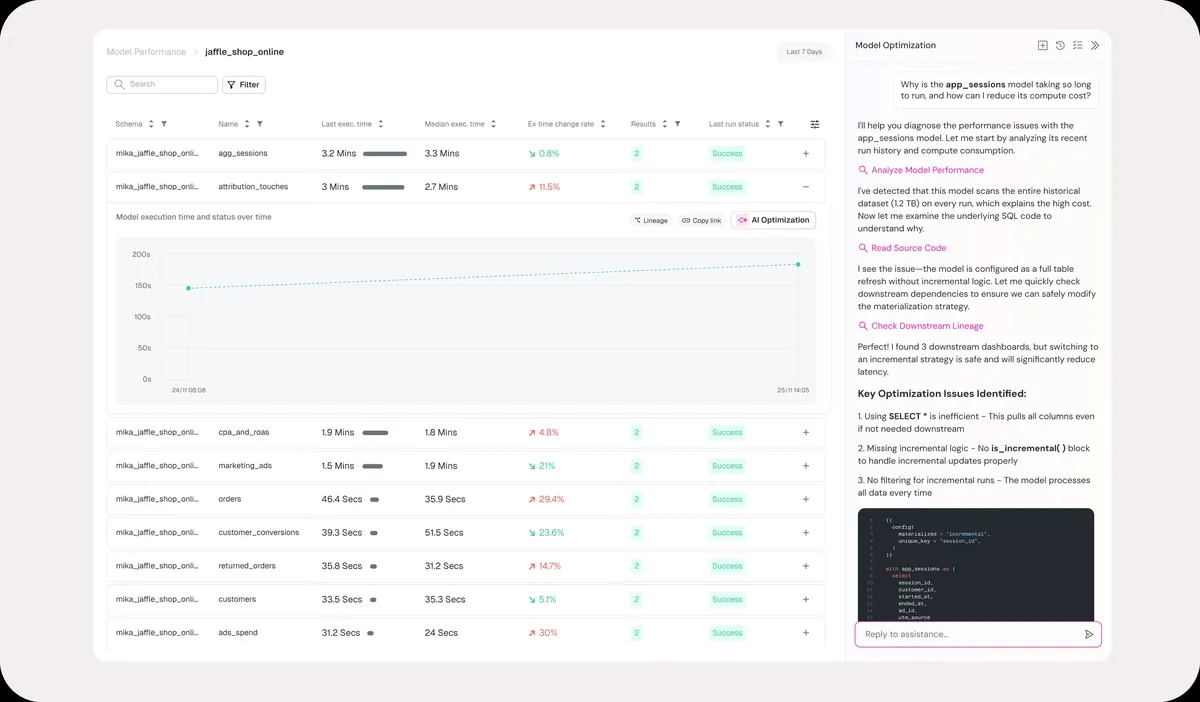 Elementary product dashboard and interface
