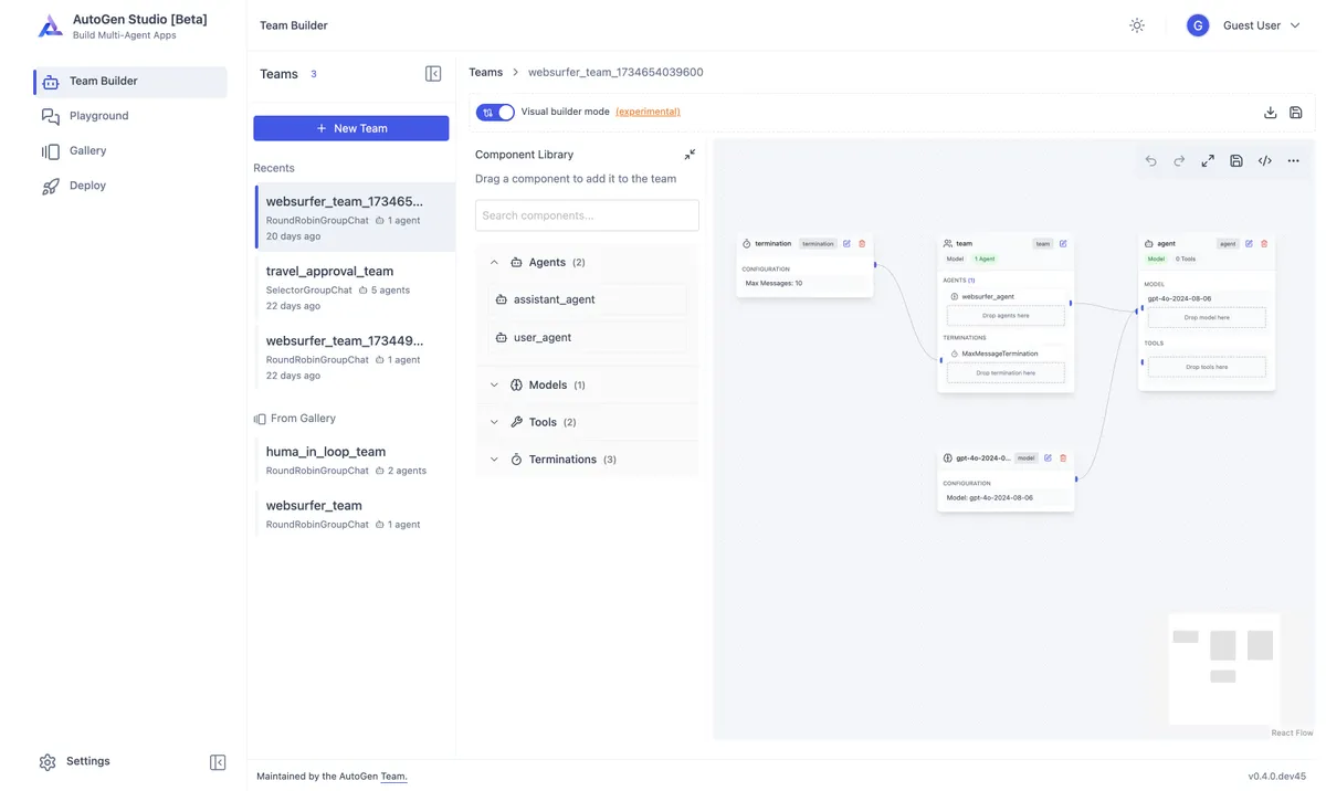 AutoGen product dashboard and interface
