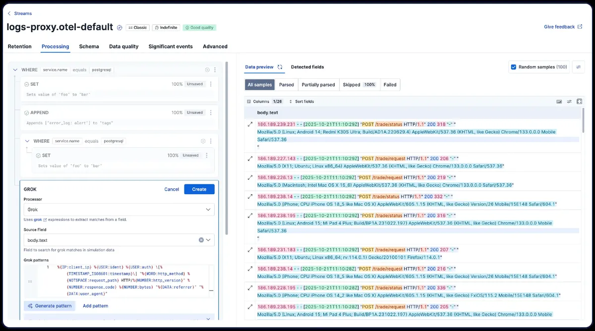 Elastic Observability product interface