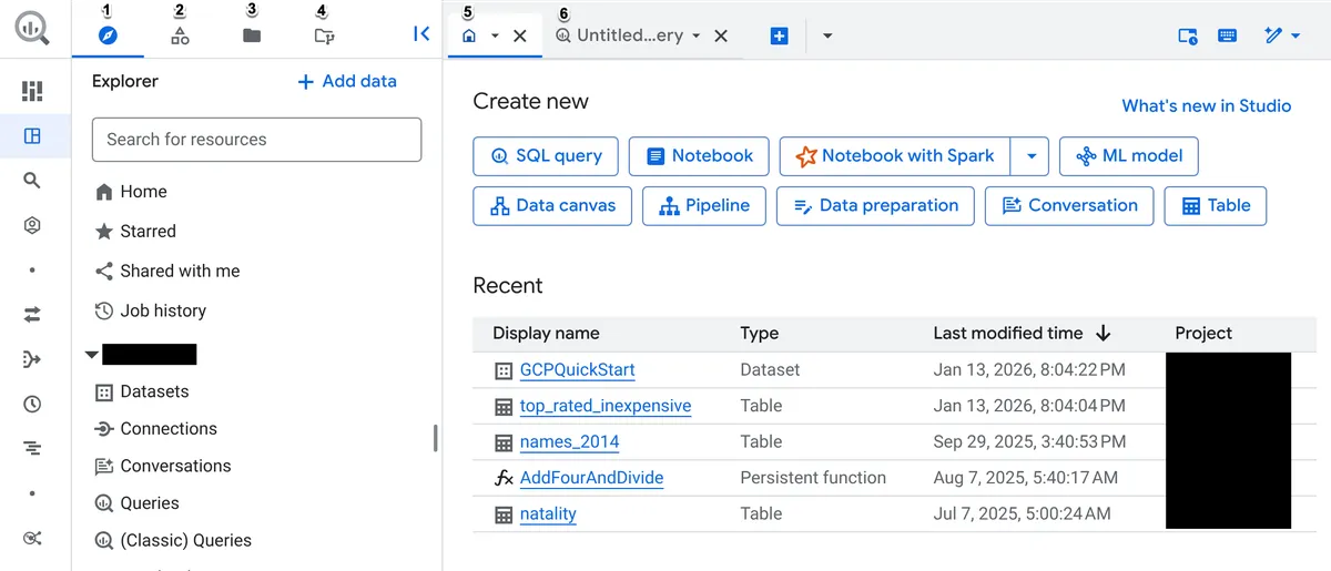 Google BigQuery product interface