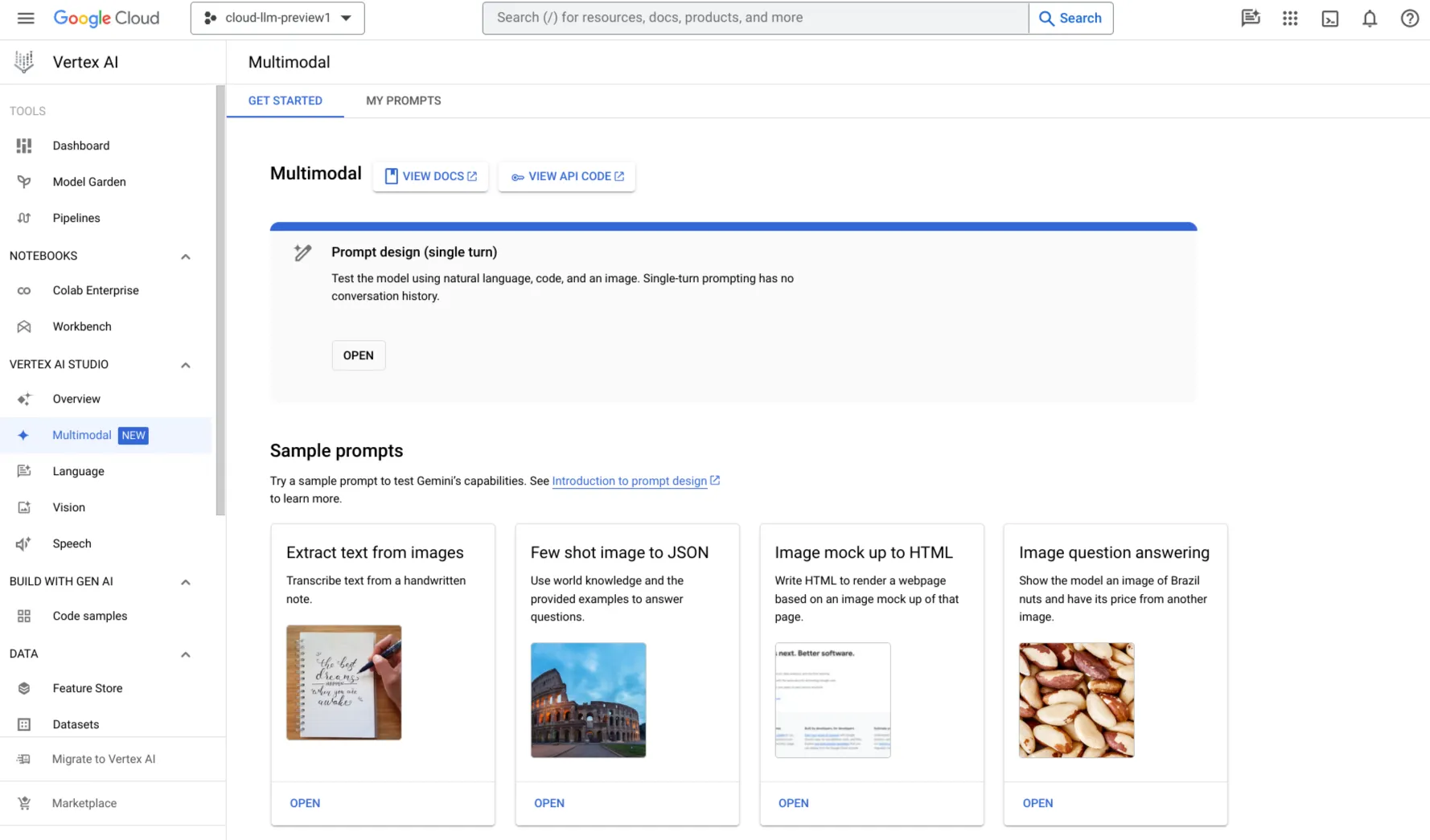 Google Cloud AI Platform product interface