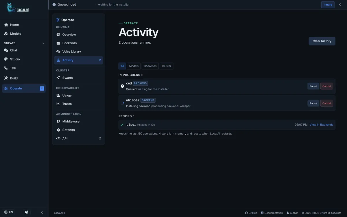 LocalAI product interface
