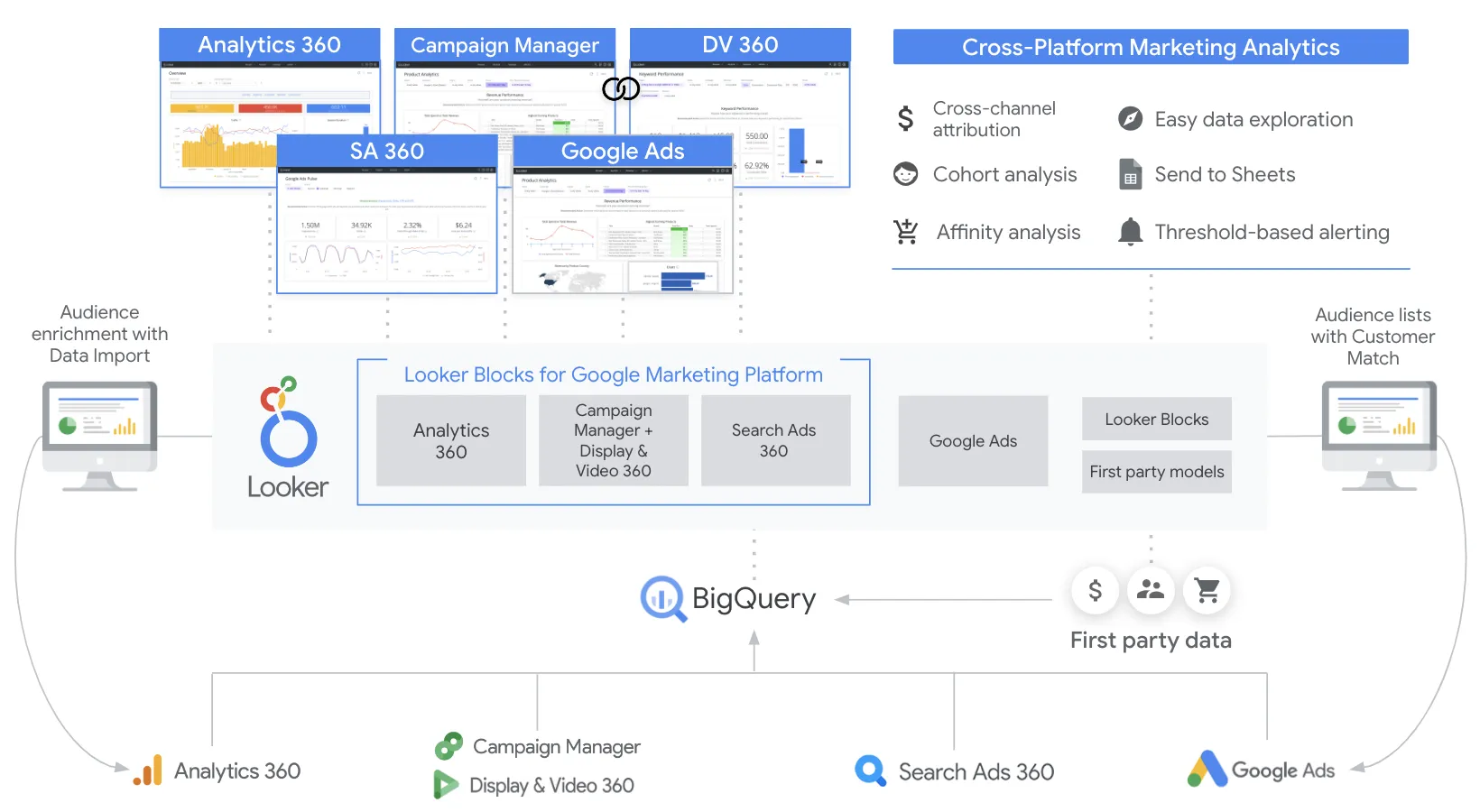 Looker product dashboard and interface