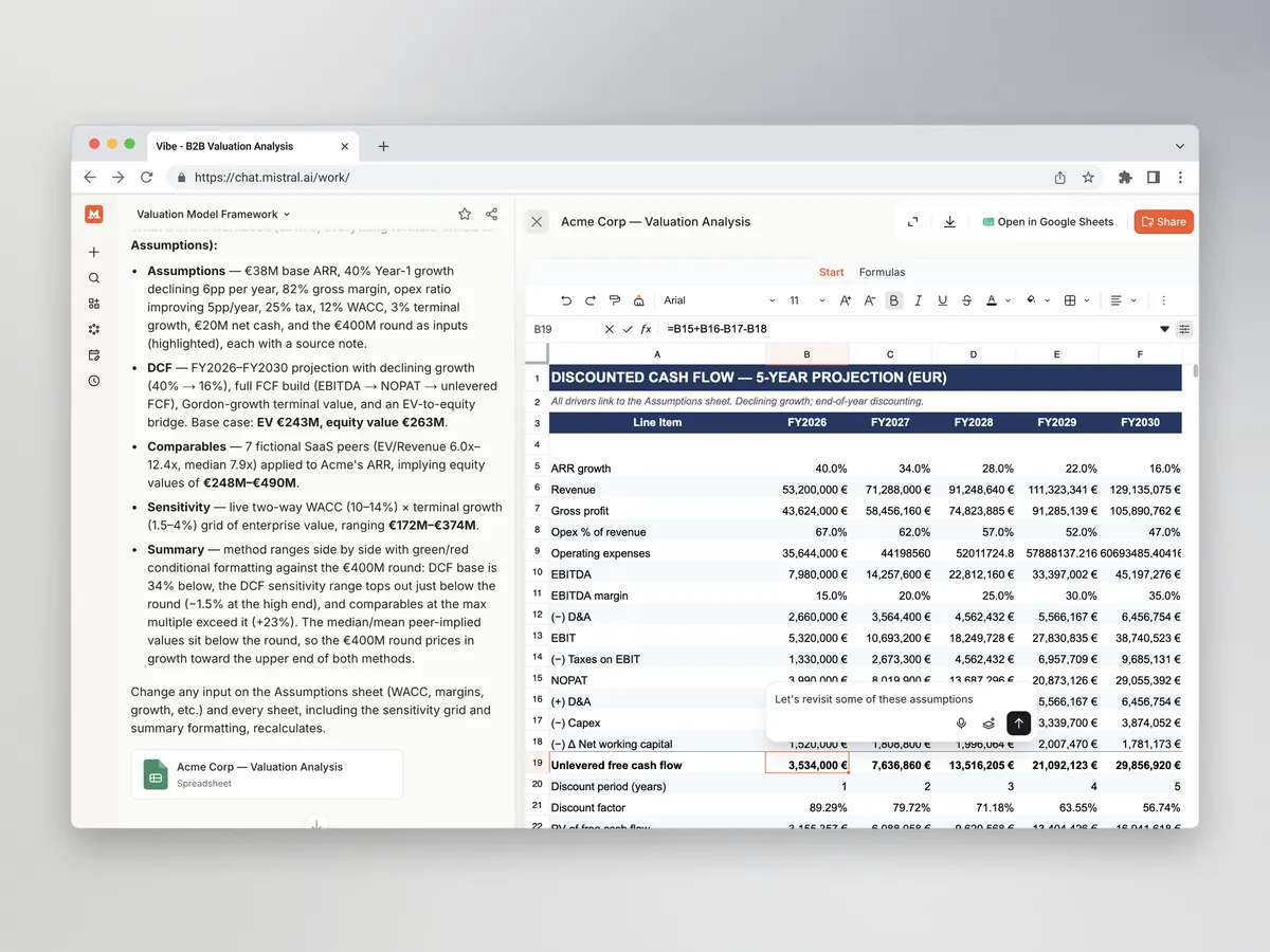 Mistral AI product interface