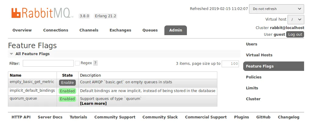 RabbitMQ product interface