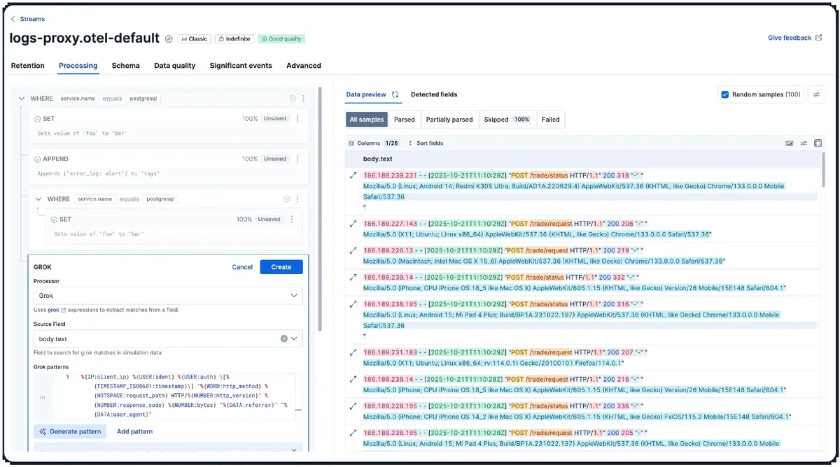 Elastic Observability product interface