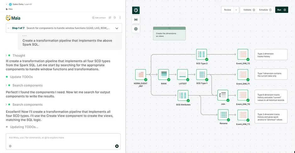 Matillion Data Productivity Cloud product dashboard and interface