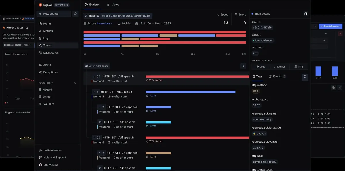 SigNoz product interface